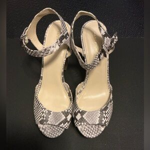 Marc Fisher Snakeskin Sandals - Black and Cream